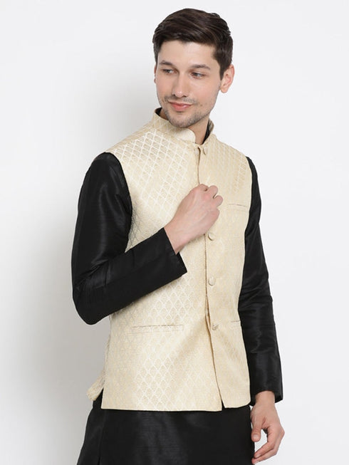 Vastramay Silk Blend Grey Baap Beta Sherwani Set